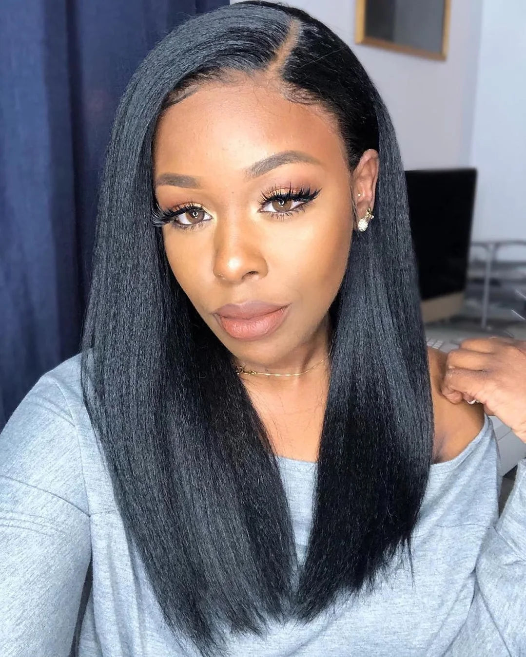 250% Density Light Yaki Straight 13x6 HD Lace Frontal Human Hair Wig Luxegan