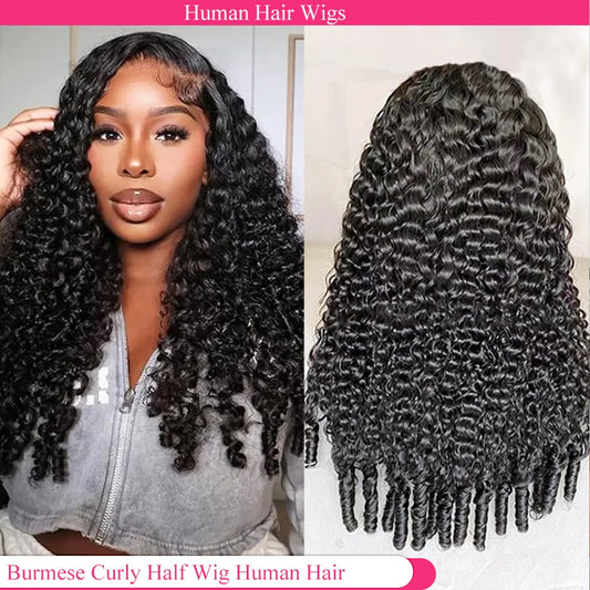 Curly Glueless Half Wig | Drawstring Style Luxegan