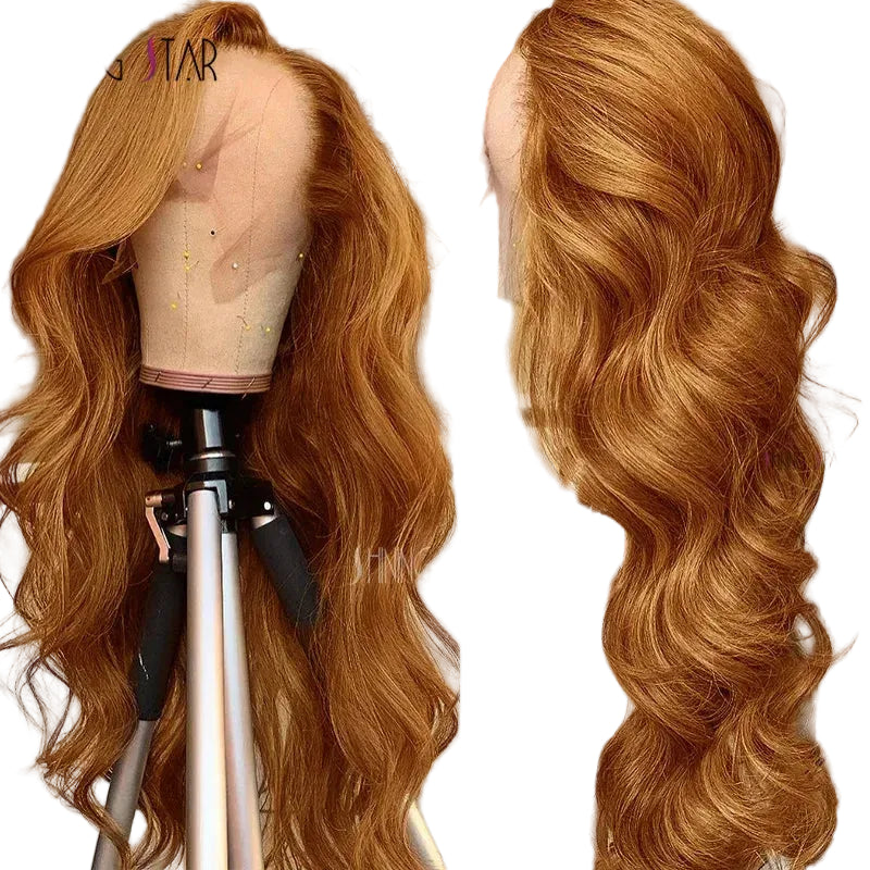 Ginger Blonde Body Wave Wig | Sophisticated 13x4 HD Transparent Lace Frontal | Elegant "Honey Ginger" Brazilian Human Hair | "Dignified" 16–32 Inch Pre-Plucked Remy Hair for Radiant Versatile Styling Luxegan