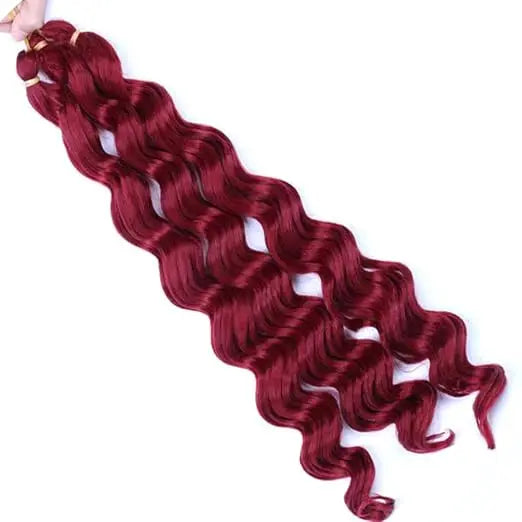 22-Inch Synthetic Deep Wave Bulk Braiding Hair – Curly Ombre No-Weft Faux Locs Extensions for - view 7
