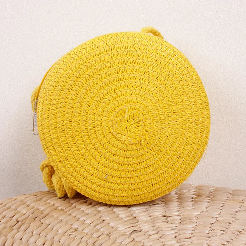 Summer Woven Straw Crossbody Bag for Women | Fashion Round Handmade Rattan Beach Small Handbag (Travel Female Shoulder Bag) Luxegan