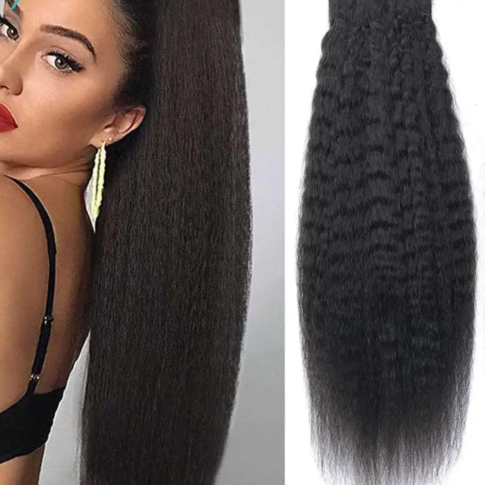 Kinky Curly Wrap-Around Ponytail | Sophisticated "100g Clip-In" Silhouette | Elegant "Natural Color" Hair Extension | "Dignified" Brazilian Remy Hair Piece for Radiant Versatile Styling Luxegan