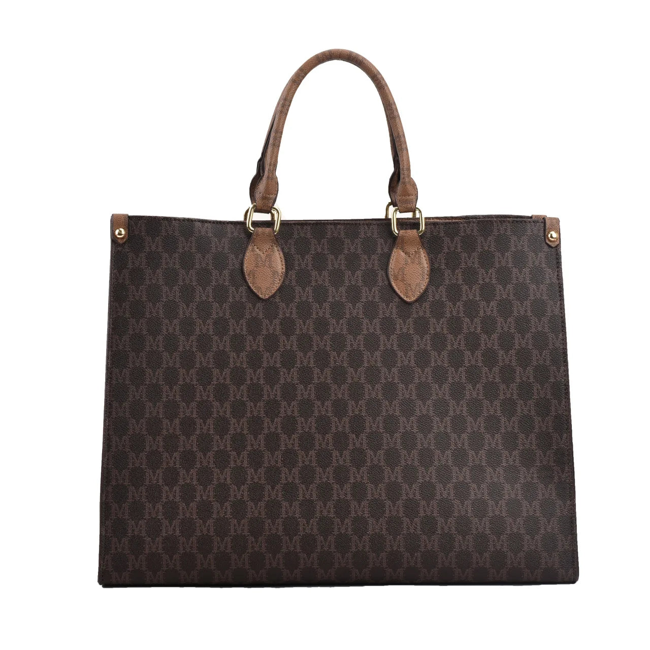Retro European & American Large-Capacity Tote | Classic Letter Print PU Leather Shoulder Bag - view 14