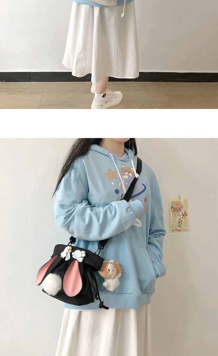 Canvas Cute Rabbit Messenger Bag | Korean Crossbody & Shoulder Bag Luxegan
