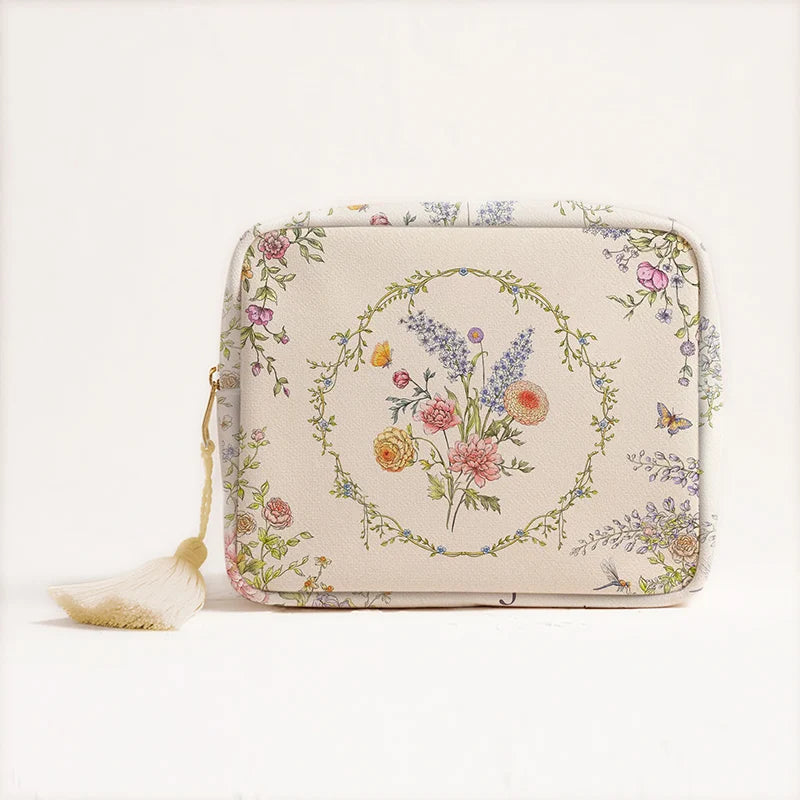 Custom Canvas Print Ladies' Cosmetic Bag | Portable Travel Makeup Storage Pouch | Daily Use Large Capacity Canvas Clutch for Women Luxegan