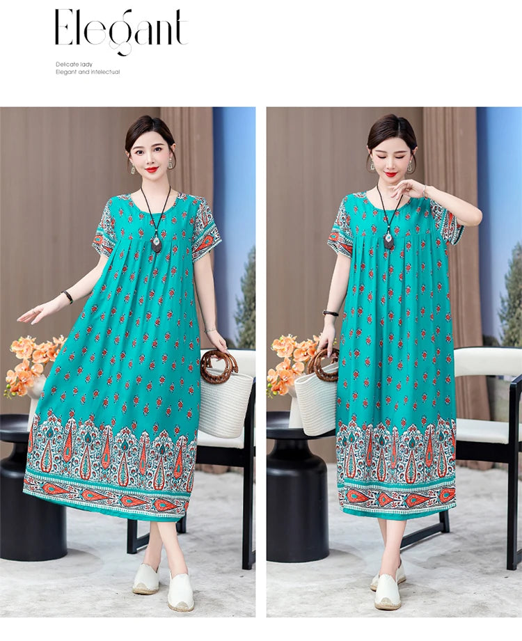 New 2025 Women Dress Female Casual short Sleeve cotton Dresses loose solid Vintage Sweet Clothing Vestidos  vestido verano