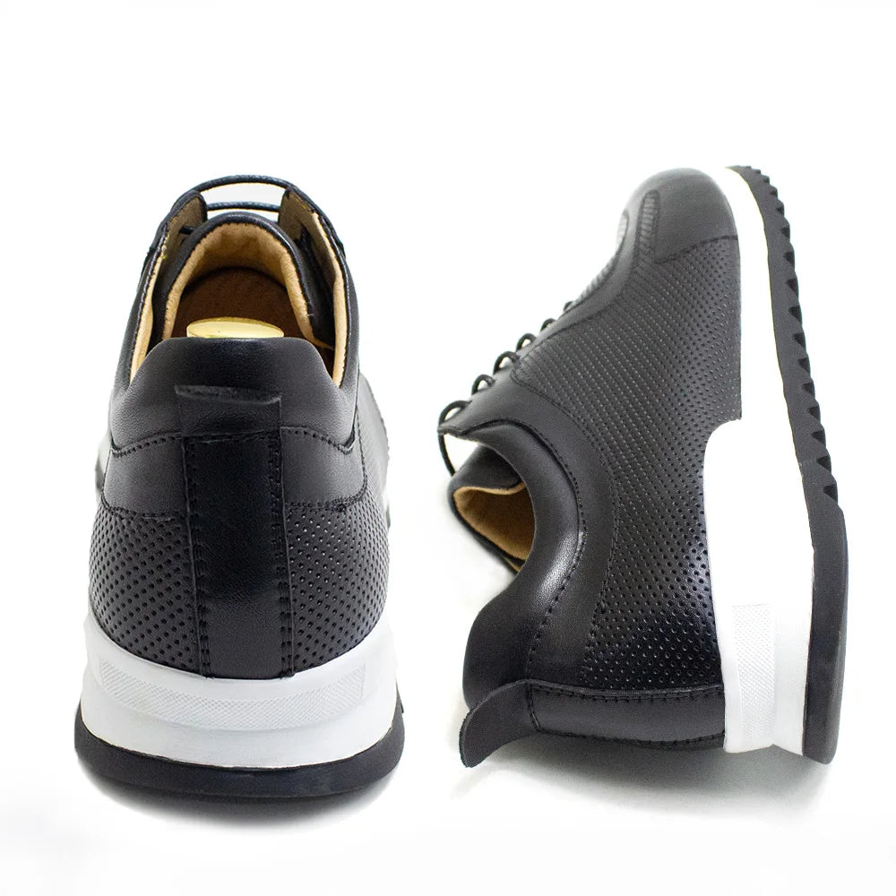 Luxury Men's Genuine Cow Leather Sneakers | Sophisticated Lace-Up Oxford Casual Shoes | Elegant "Handmade Stitching" Silhouette | "Dignified" Breathable Street Travel Footwear for Radiant Versatile Styling Luxegan