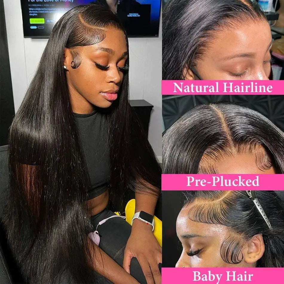 Glueless "Wear & Go" Straight Wig | Sophisticated 13x6 HD Transparent Lace Frontal | Elegant Brazilian Human Hair Full Frontal | "Dignified" 26+ Inch Remy Hair for Radiant Versatile Styling Luxegan