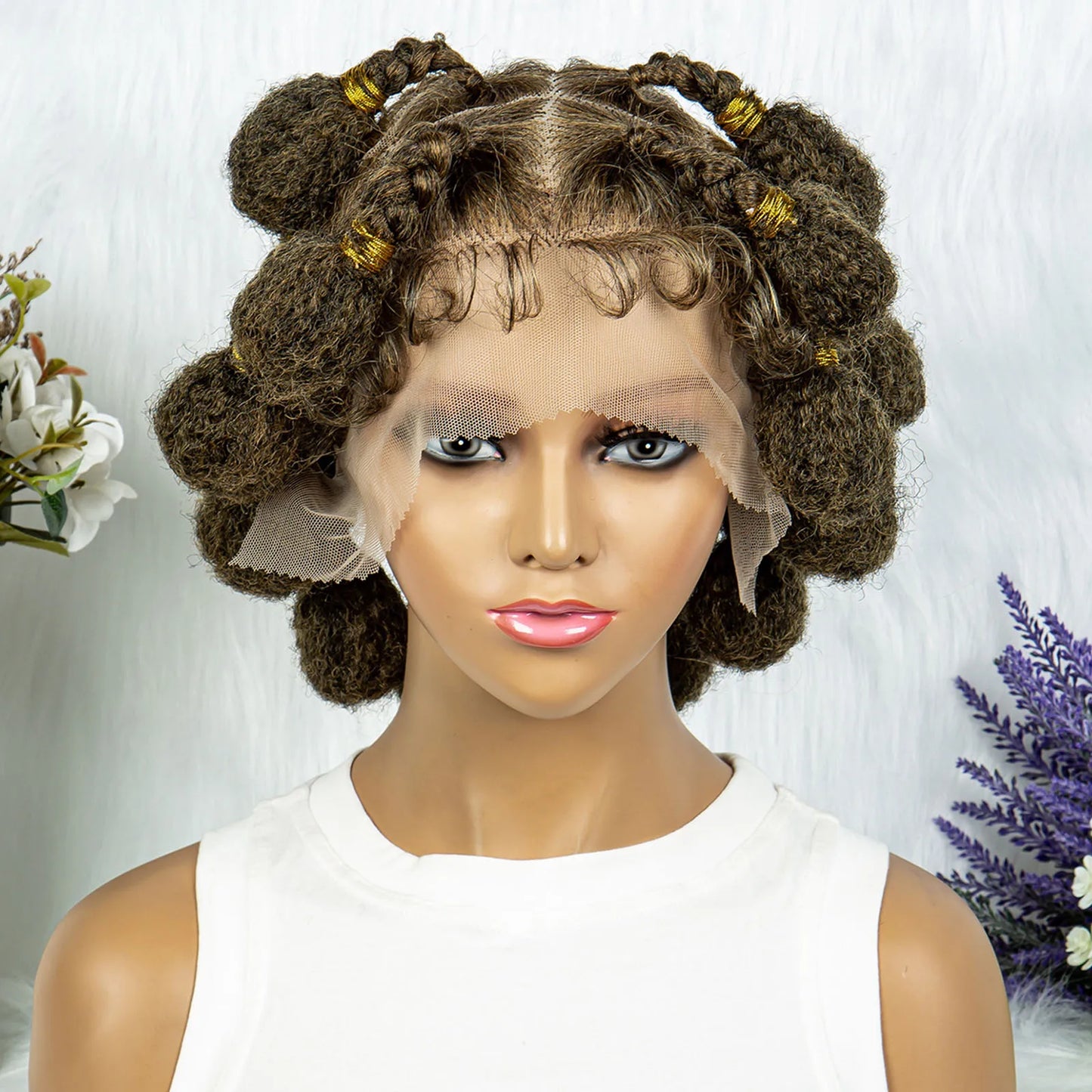 6" Afro Bob Box Braids Wig | HD Full Lace Bubble Braids Luxegan