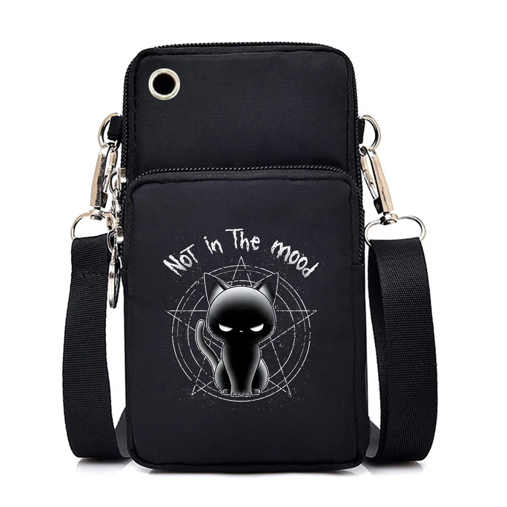 Women's Handbags Black Explosive Coffee Cat Messenger Bags | Female Cartoon Shoulder Bag Purse (Fashion Mobile Phone Crossbody Bags) Luxegan