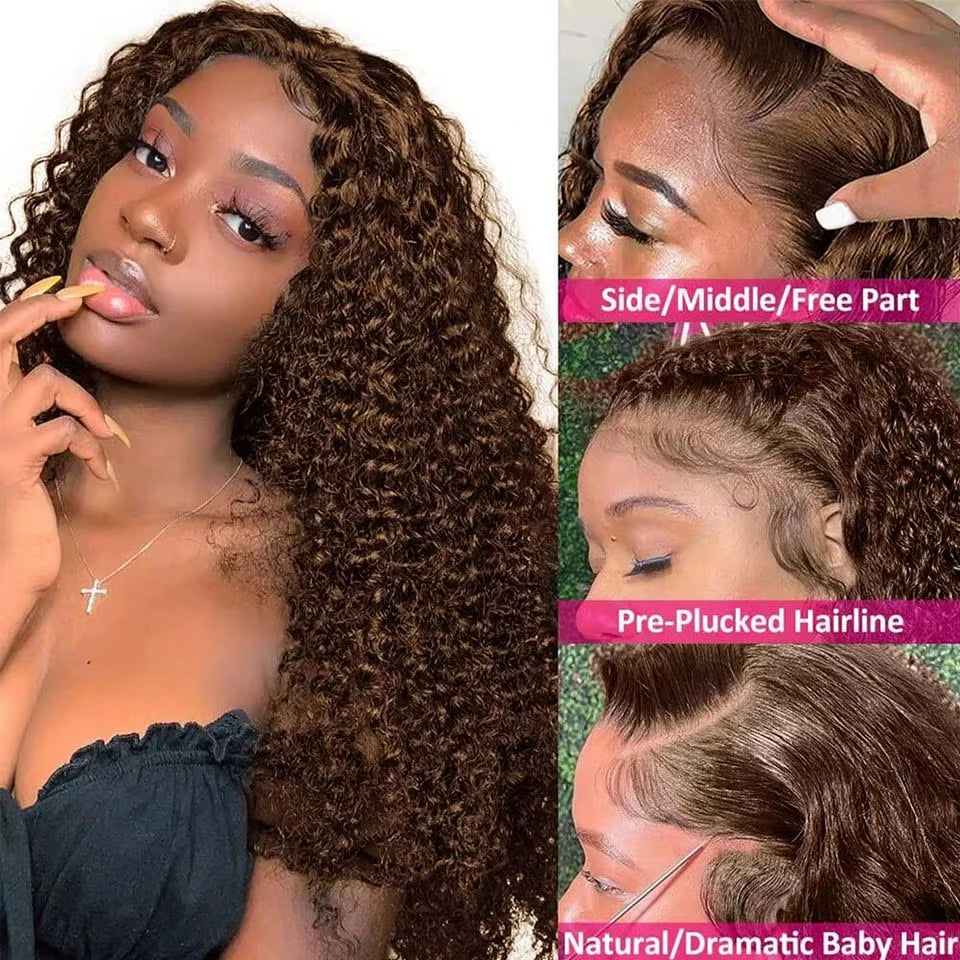 38-Inch Chocolate Brown Deep Wave HD Lace Wig | Sophisticated 250% Density 13x6 & 13x4 Frontal | Elegant "100% Brazilian Remy" Silhouette | "Dignified" Pre-Plucked Free Part Human Hair for Radiant Versatile Styling Luxegan