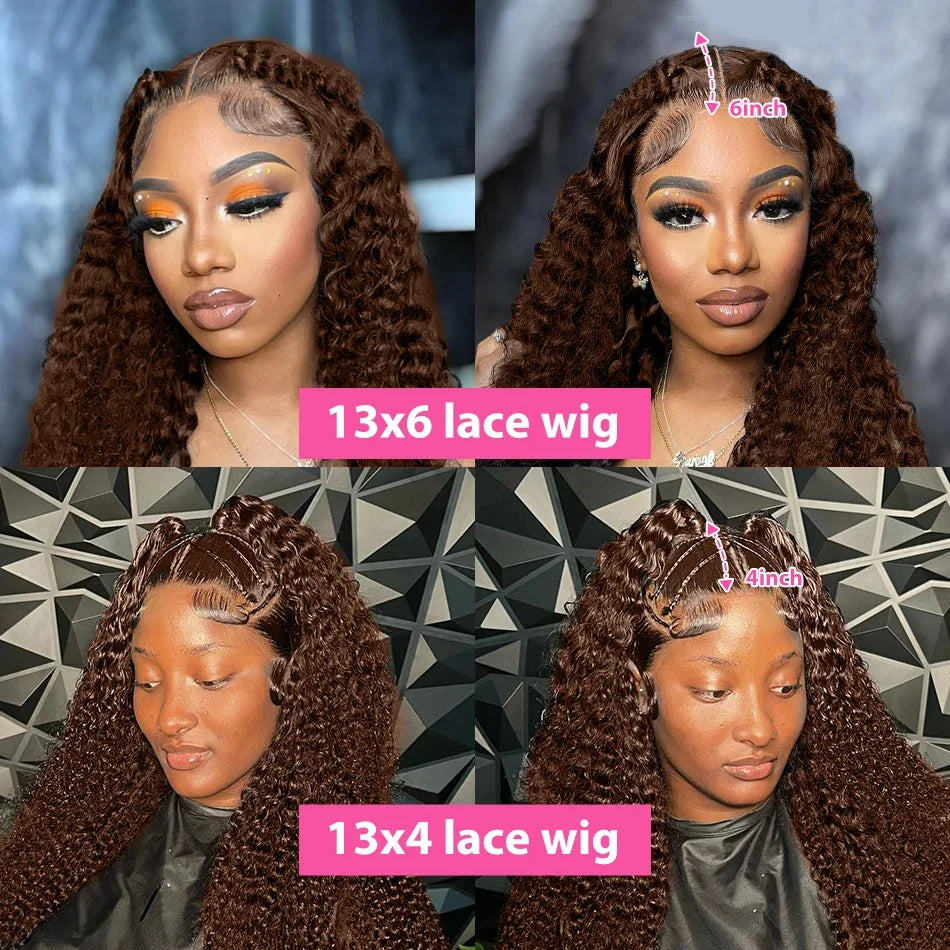 30 & 34-Inch Chocolate Brown Deep Curly Wig | Sophisticated 13x6 HD Transparent Lace | Elegant "Brazilian Remy" Ultra-Long Silhouette | "Dignified" Bleached Knots & Pre-Plucked Human Hair for Radiant Versatile Styling Luxegan