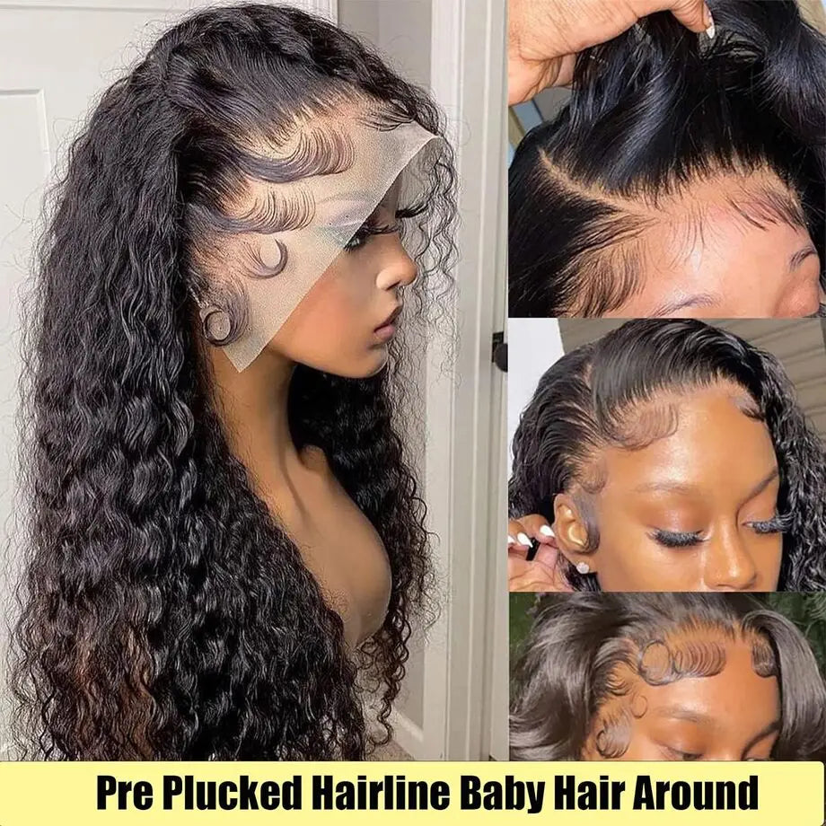 40-Inch Curly Water Wave HD Lace Frontal Wig | Sophisticated 13x6 Transparent Lace | Elegant "Brazilian Remy" Ultra-Long Silhouette | "Dignified" Pre-Plucked Human Hair for Radiant Versatile Styling Luxegan