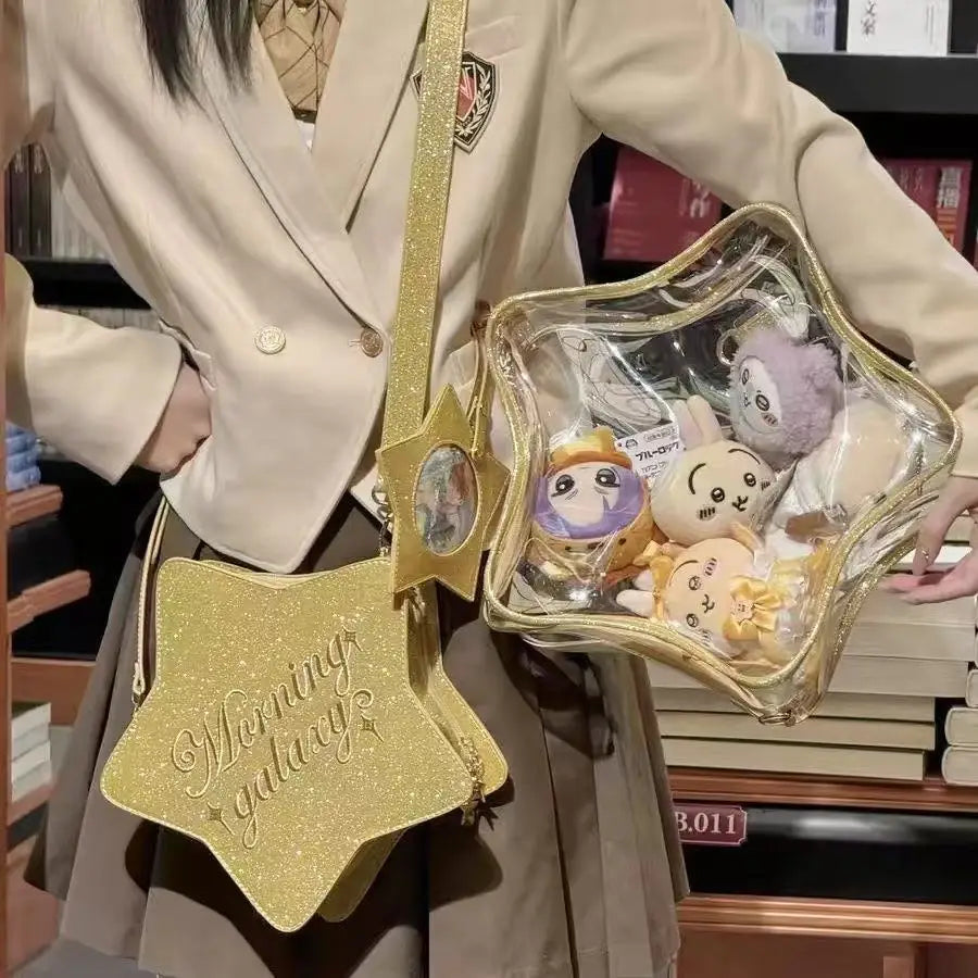 Star Red Crossbody Bags Ita Bag | Women Japanese Transparent Mini Backpacks | Ladies Sweet Cute Mochila Aesthetic Luxegan