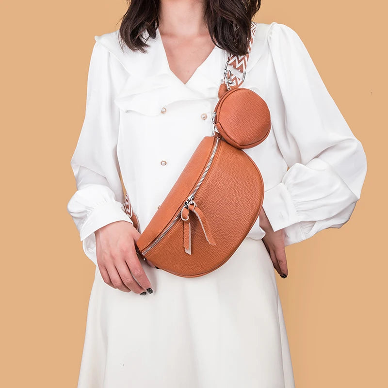 Soft Genuine Leather Saddle Crossbody | Casual Phone Pouch & Handbag Luxegan