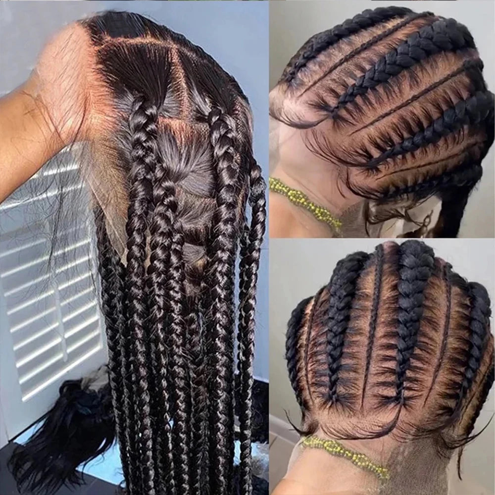 Real Full Lace Wigs 100% Human Hair for Braided Wigs Knotless Braids Straight HD Full Lace Frontal Wig Braid Wigs Preplucked Luxegan