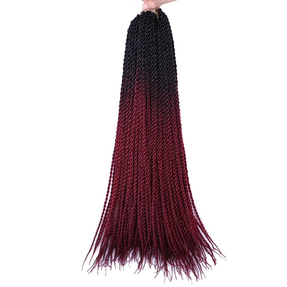 24-Inch Long Ombre Box Braids Crochet Hair - Pre-Looped Synthetic Braiding Hair Extensions - High Temperature Fiber 22 Strands/Pack Piano Color Crochet Braids for Women & Girls (27 Colors Available)