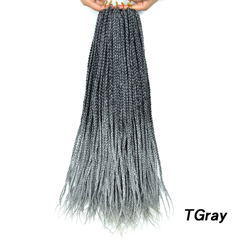 Ombre Box Braids Crochet Hair Extensions – Synthetic Straight Braiding Hair 14"/18"/24" | 22 Strands/Pack