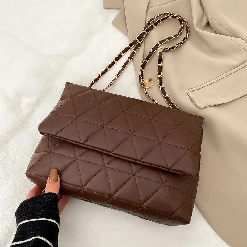 Moderate Plaid Embroidery Flap Crossbody | Casual Chain Shoulder Bag Luxegan