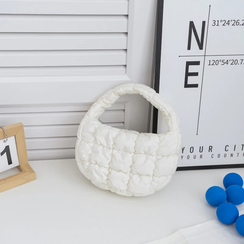 Soft Padded Mini Linen Baguette | Purple Quilted Phone Purse Luxegan