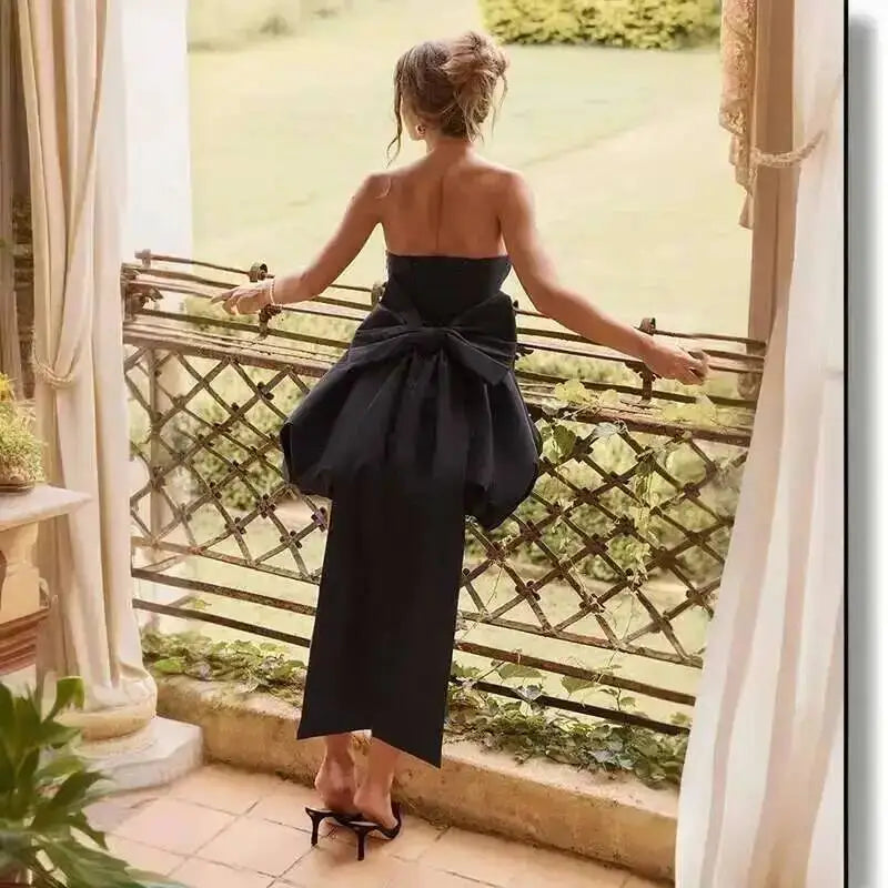 Townlike Bow Backless Sexy Party Dress Women Mini 2025 Spring Summer Dress Waist Wrap A-line Ball Gown Dresses