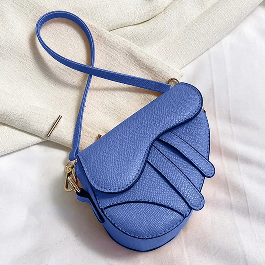 Women’s Denim Pattern Saddle Bag | Sophisticated Contrasting Color Splicing Messenger | Elegant Designer Underarm & Crossbody Handbag | "Dignified" Soft Polyester Satchel for Versatile Trend Styling Luxegan