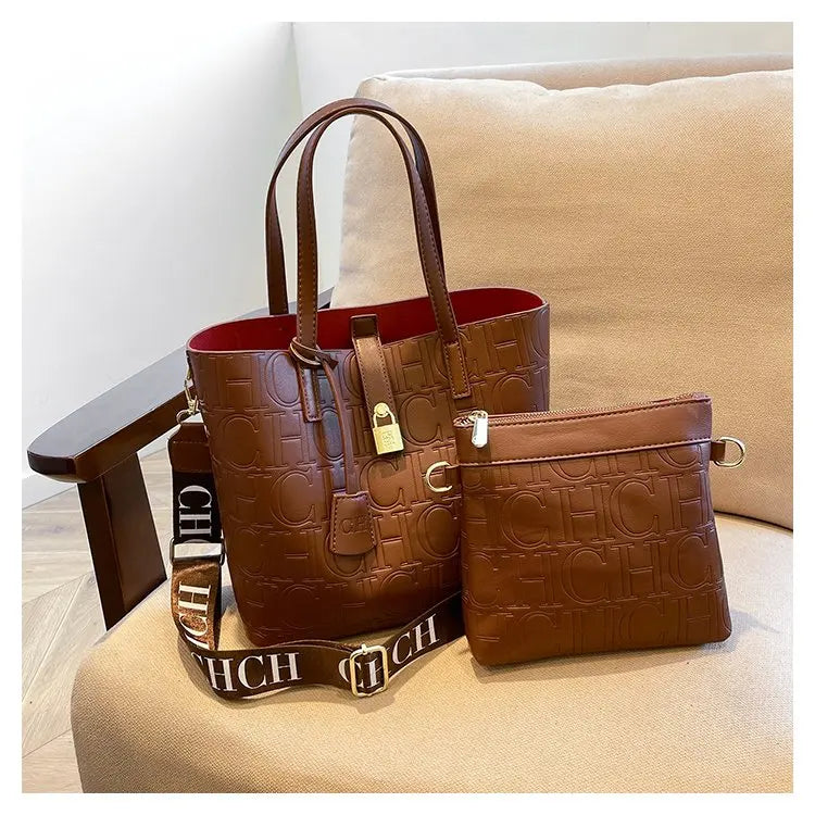 Women's New Large-Capacity Bucket Bag | Winter Fashion Letter Printing Temperament Versatile Messenger Bag Luxegan