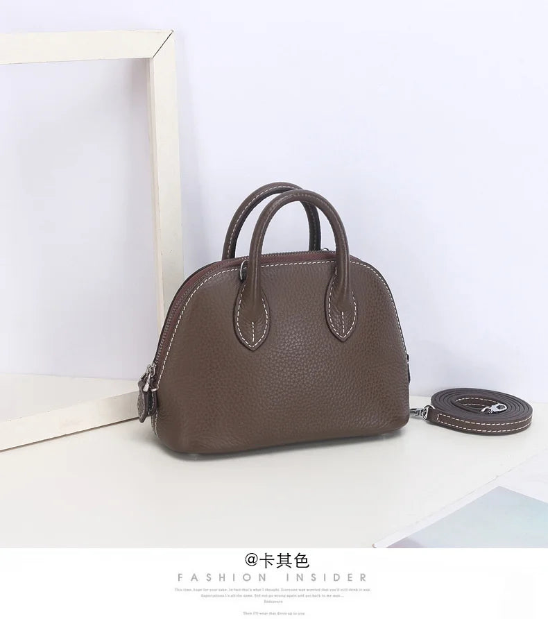 Shell Bag Women's Messenger Bag | Cow Leather Simple Shoulder Bag & Fashion Ladies Classic Handbag (Small Mobile Phone Crossbody Bag) Luxegan