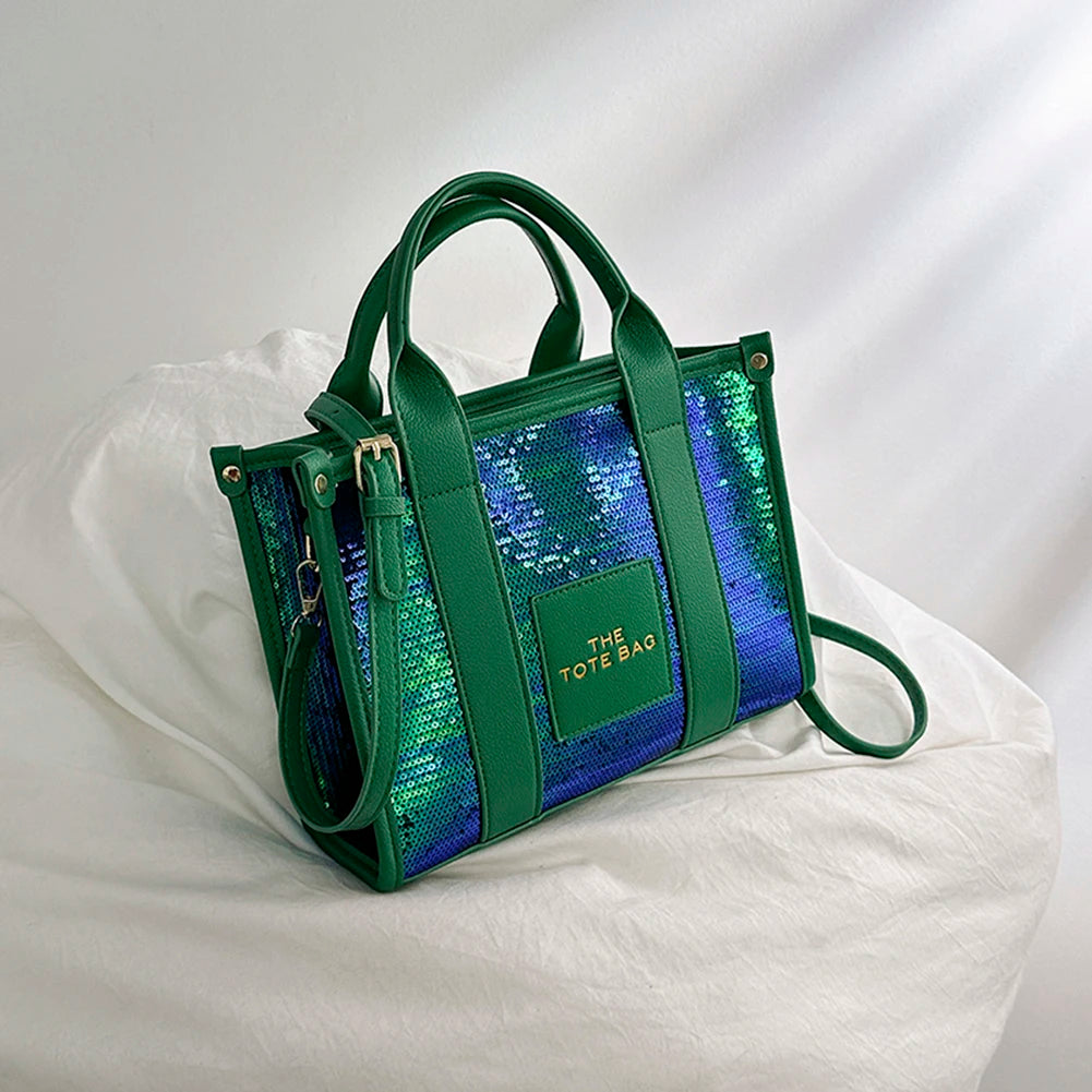 The Tote Bag: Luxury Designer Leather Handbag with Glitter & Sequins Luxegan