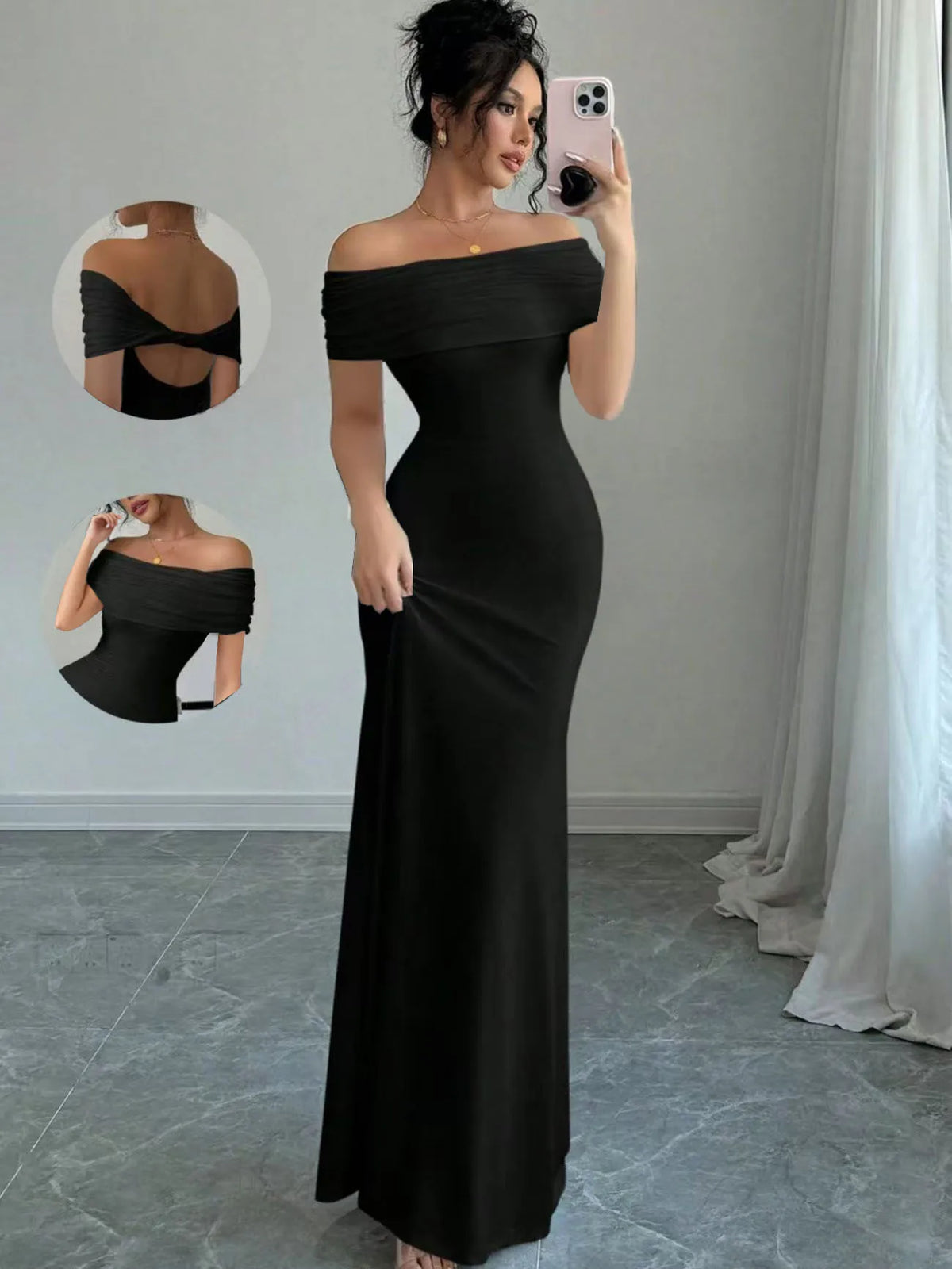 Solid Slash Neck Sleeveless Regular Fit Sheath Ankle-Length Knit Dress – Spring/Summer Luxegan