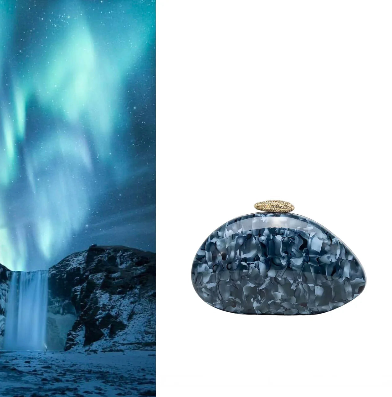 Acrylic Shell Minaudière | Designer Evening Clutch & Shoulder Bag Luxegan