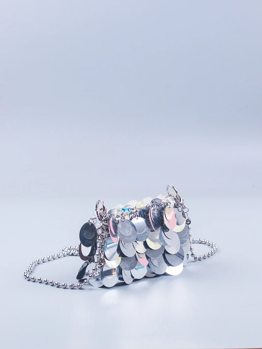 "Network Red" Style Shiny Slice Small Bag | Bling Bling Mobile Phone Purse with 120cm Chain | Fashion PVC One-Shoulder & Crossbody Bag Luxegan