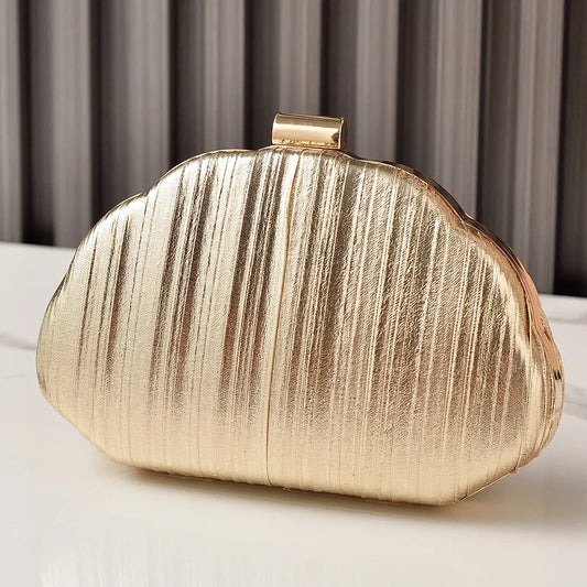 Shell Evening Bridal Clutch | Sophisticated "Minaudière" Silhouette | Fashionable Socialite Crossbody Bag | "Dignified" High-Performance Microfiber Leather Essential for Radiant Party Styling Luxegan