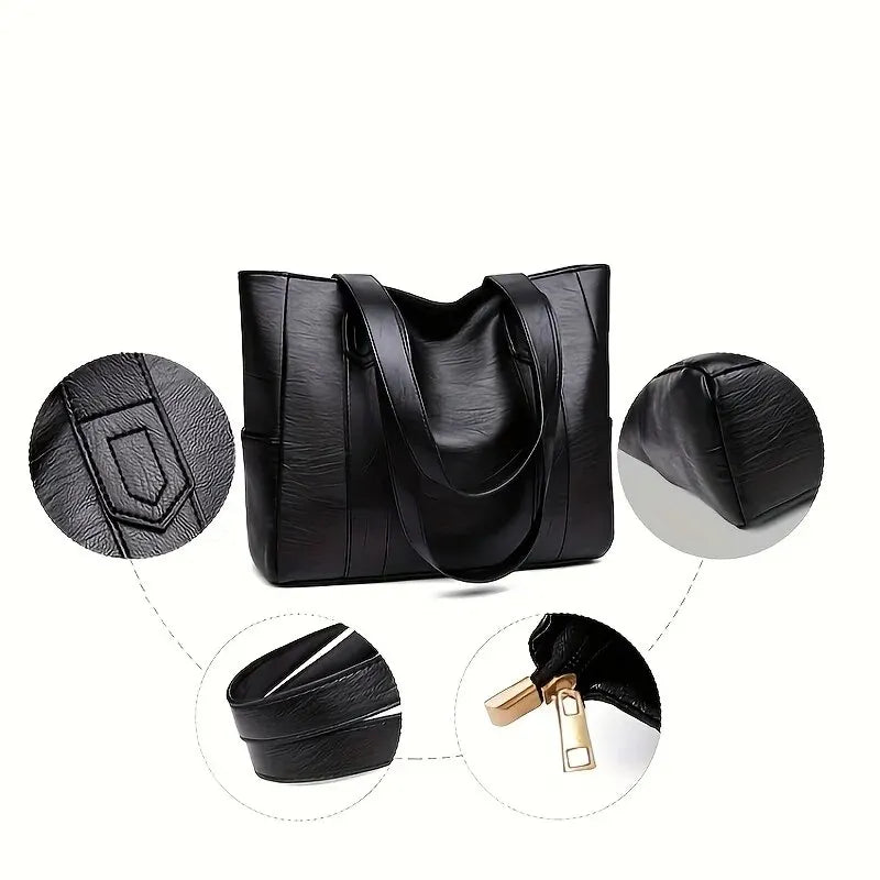 Vintage Large Capacity Tote Bag | Retro Vegan Shoulder Bag & Women's Casual Handbag (For Commute) Luxegan