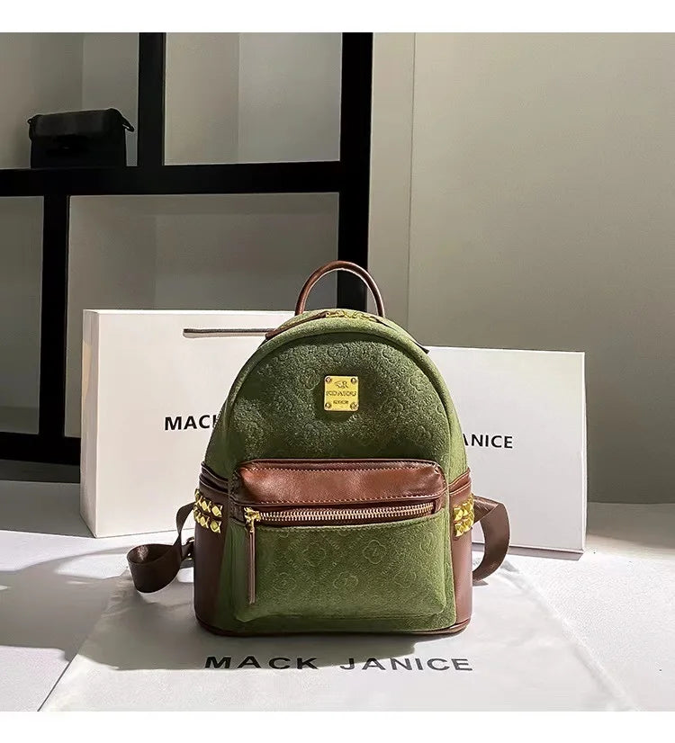 High-Quality Genuine Cowhide Leather Backpack | Autumn Floral Embossed Women’s Handbag & Lady’s Purse Luxegan