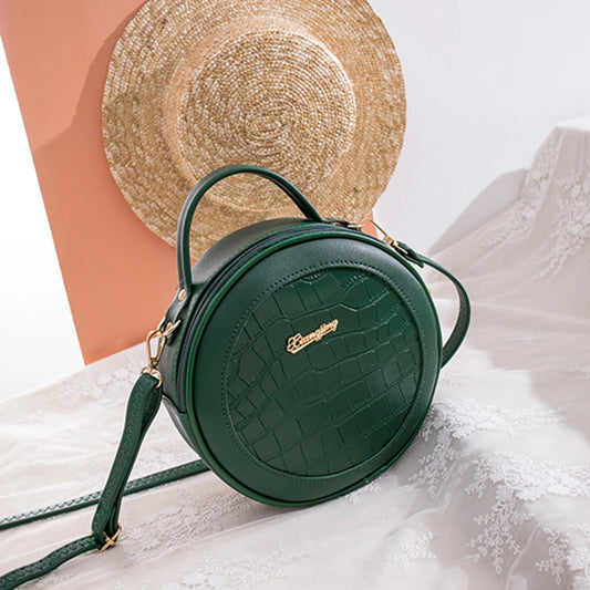 Youthful Alligator Pattern Crossbody Bag | Round Circle PU Shoulder Pouch Luxegan