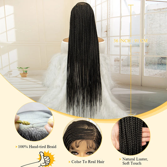 36 Inch Square Knotless Box Cornrow Wig | Full Lace Frontal