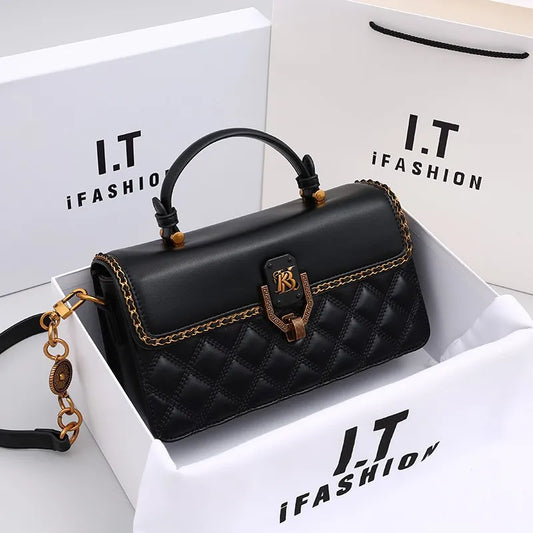 Ladies' Diamond Grid Handbag | New Autumn & Winter High-End Small Square Bag & Designer Crossbody Shoulder Bag Luxegan