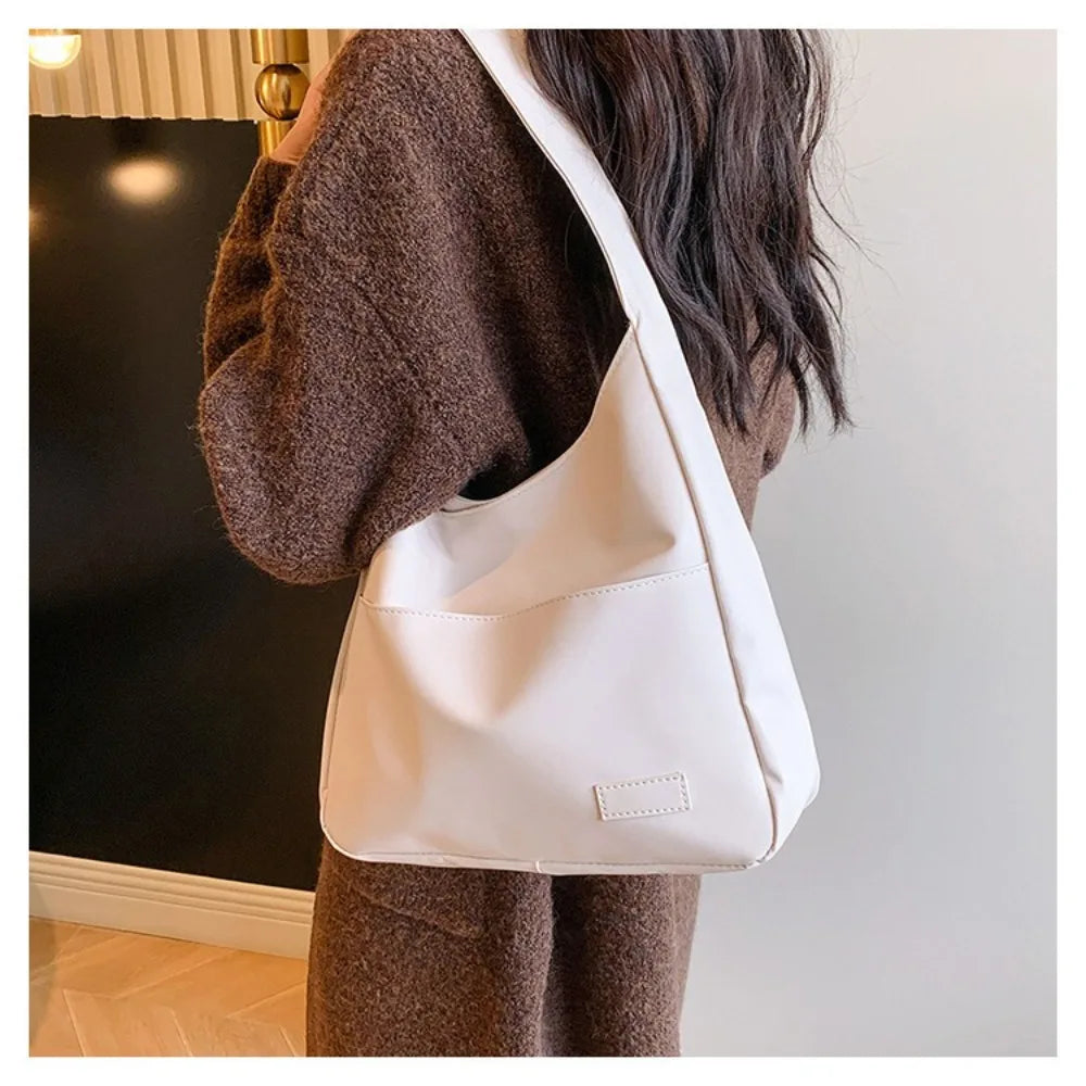 Trend Large Capacity Handbag | Soft Commuting Tote Bag | Solid Color Underarm Bag for Women & Girls (Unisex Casual Style) Luxegan