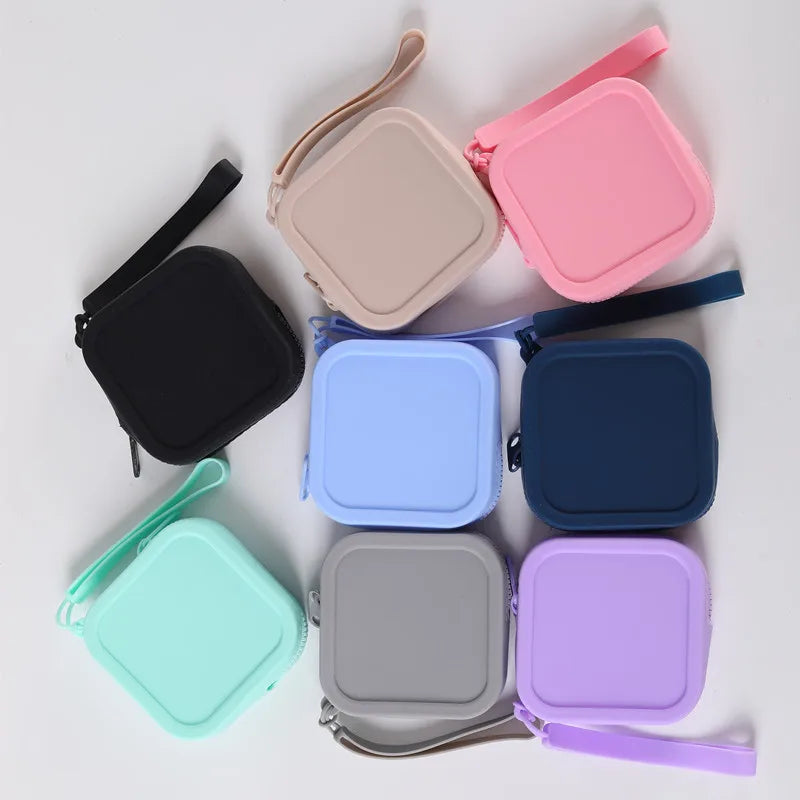 Small Square Waterproof Silicone Wallet | Simple Zipper Organizer Coin Purse & Earphone Bag | Unisex Travel Portable Pouch Luxegan