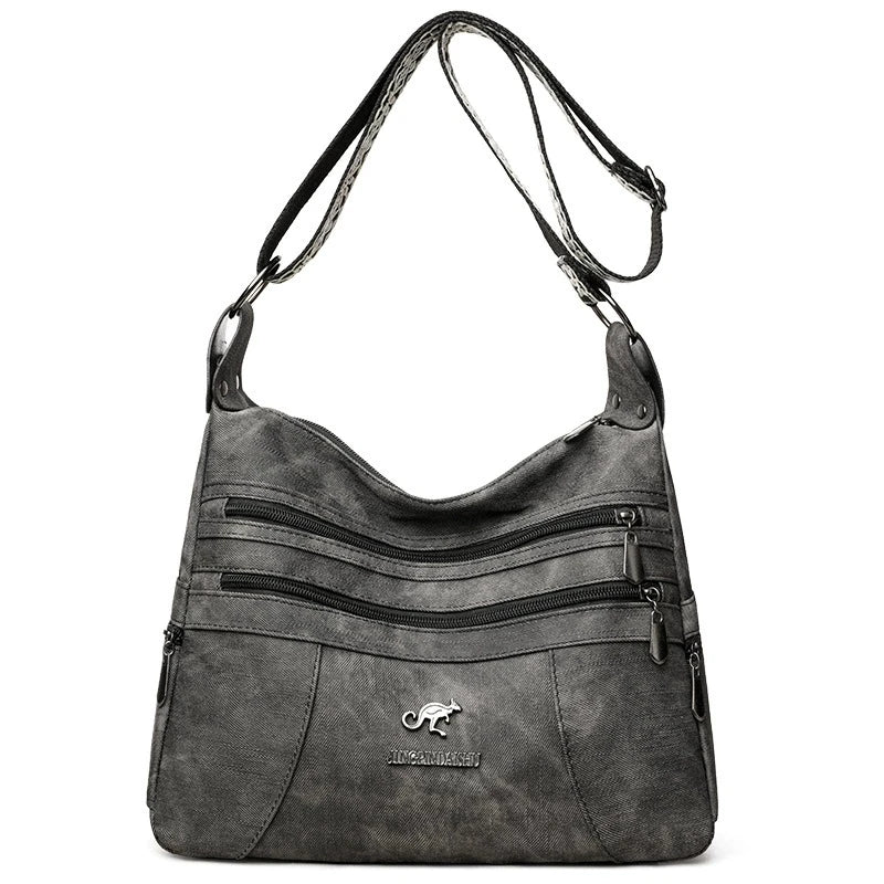 Vintage Style Shoulder Bag | Multi-Layer Crossbody Bag & Casual Faux Leather Handbag Luxegan