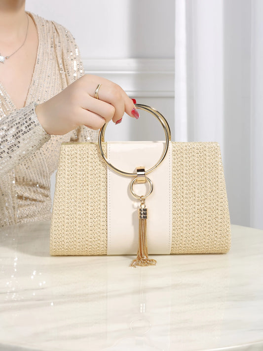 Bohemian Resort Woven Clutch Bag | Ladies Square Straw Evening Bag Luxegan
