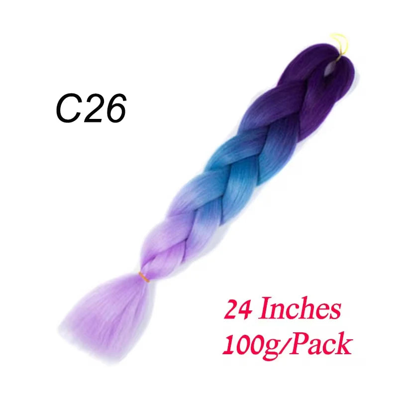 Lihui 24 Inch Pre-Stretched Synthetic Braiding Hair – Kanekalon Jumbo Braid | 100g | 100+ Ombre Colors