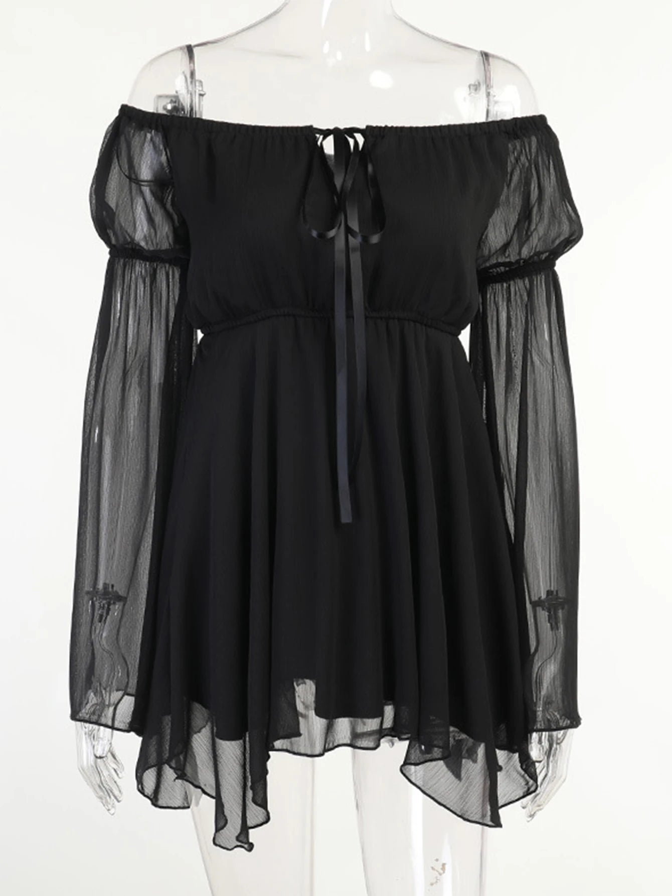 Off-Shoulder Backless Mini Dress | Chiffon A-Line Party & Prom Evening Dress Luxegan