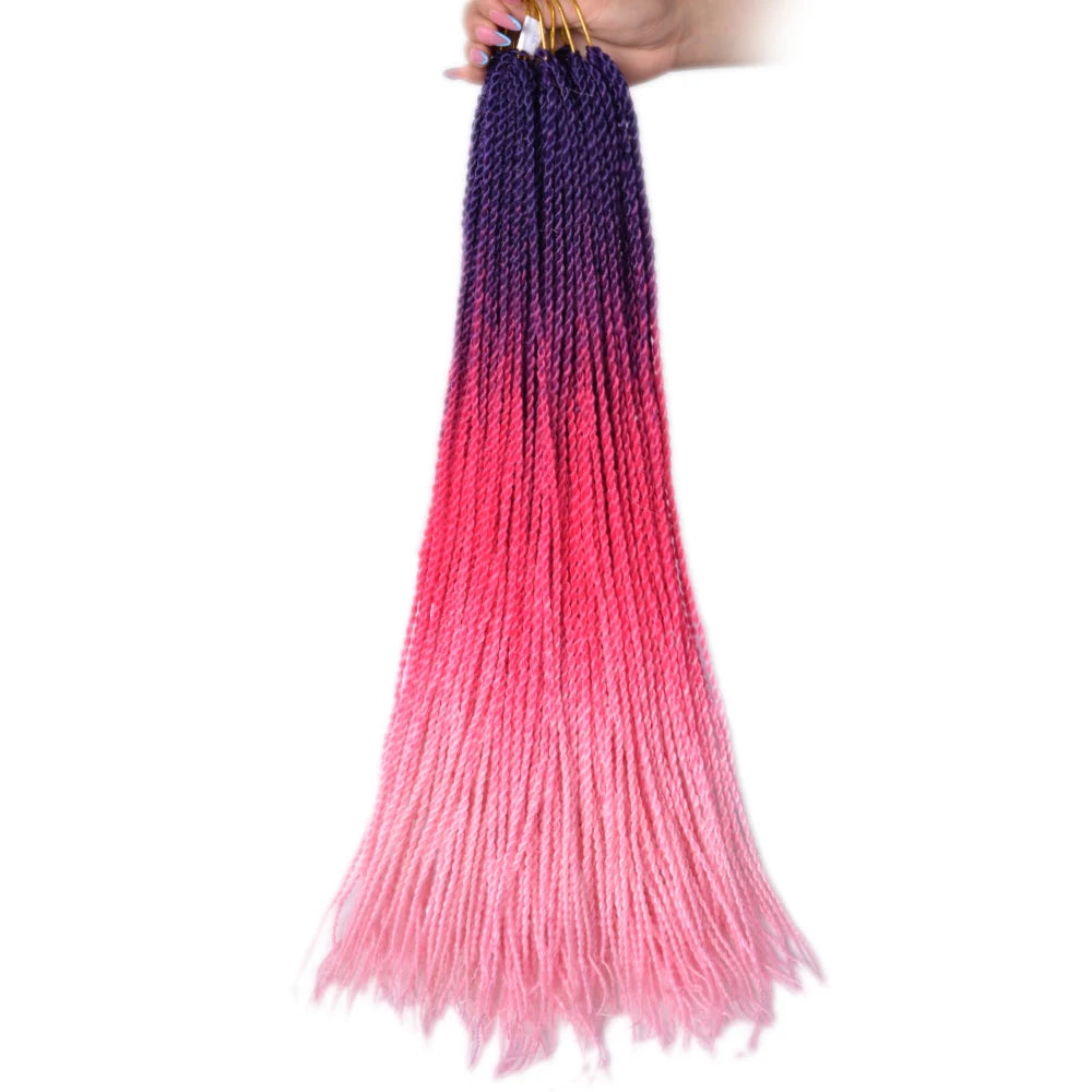 24-Inch Long Ombre Box Braids Crochet Hair - Pre-Looped Synthetic Braiding Hair Extensions - High Temperature Fiber 22 Strands/Pack Piano Color Crochet Braids for Women & Girls (27 Colors Available)