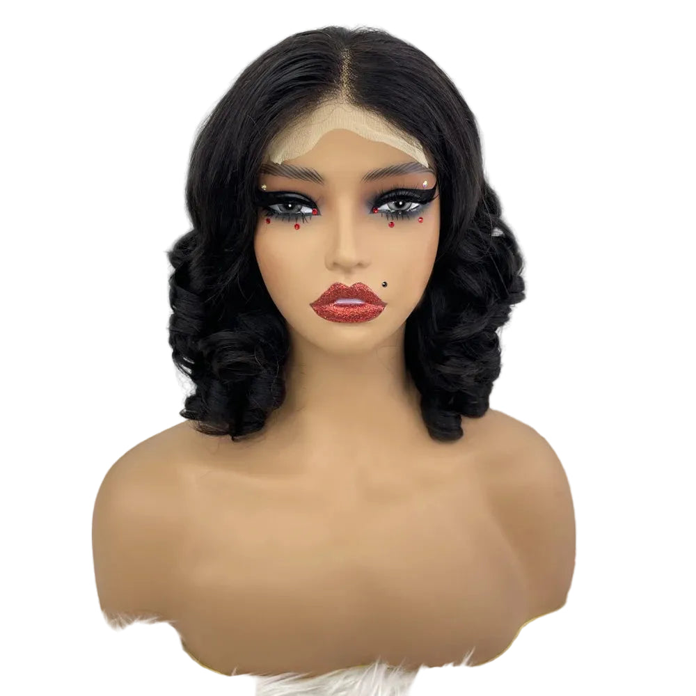Bouncy Loose Wave Vietnamese Bob Wig | Sophisticated "250% High Density" Silhouette | Elegant 4x4 Transparent Lace Closure | "Dignified" High-Performance Super Double Drawn 100% Human Hair for Radiant Versatile Styling Luxegan