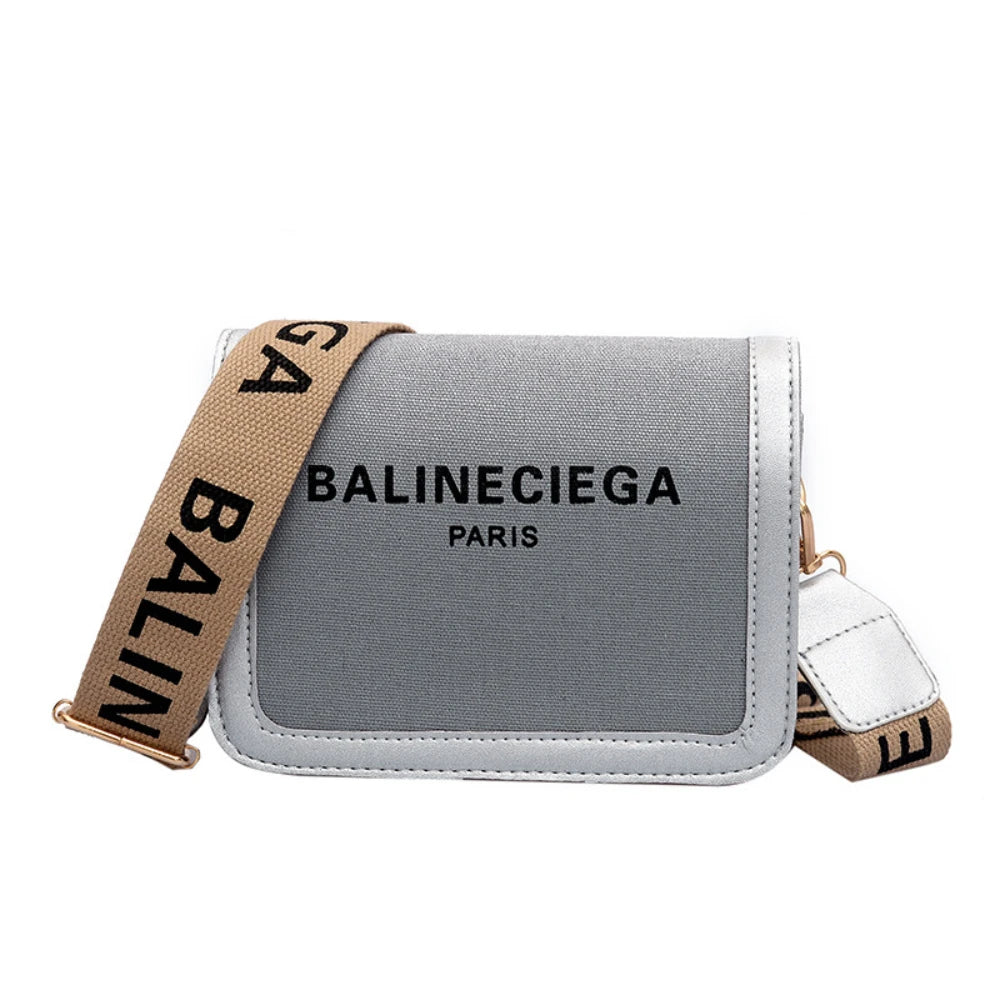 Moderate Canvas Patchwork Box Bag | Wide Strap Shoulder & Crossbody Luxegan