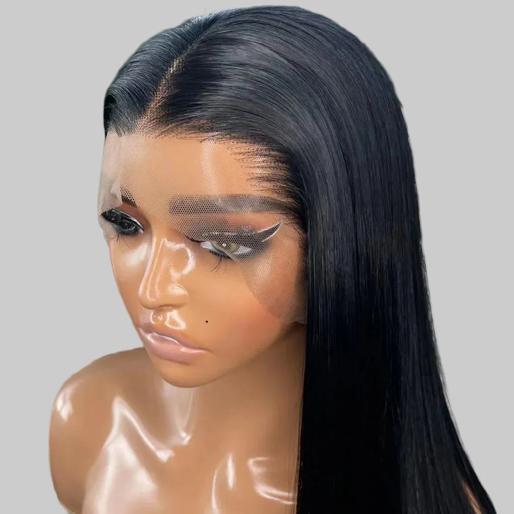 Short Jet Black Silky Straight Futura Synthetic 13x4 Lace Front Bob Wig - 150% Density Glueless Pre-Plucked Hairline Bob Wig - Japan Heat-Resistant Fiber Free Part Wig for Black Women (#1 Black) Luxegan
