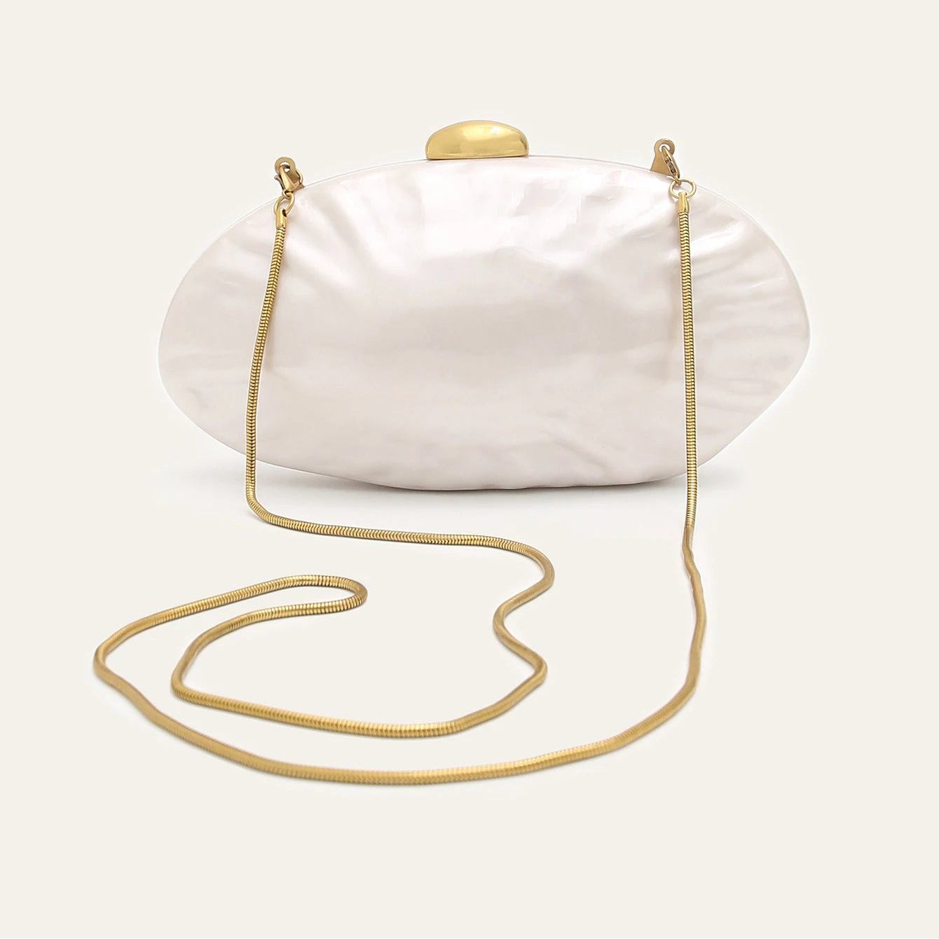 Acrylic Shell Minaudiere | Hard Elegant Long Chain Clutch Luxegan