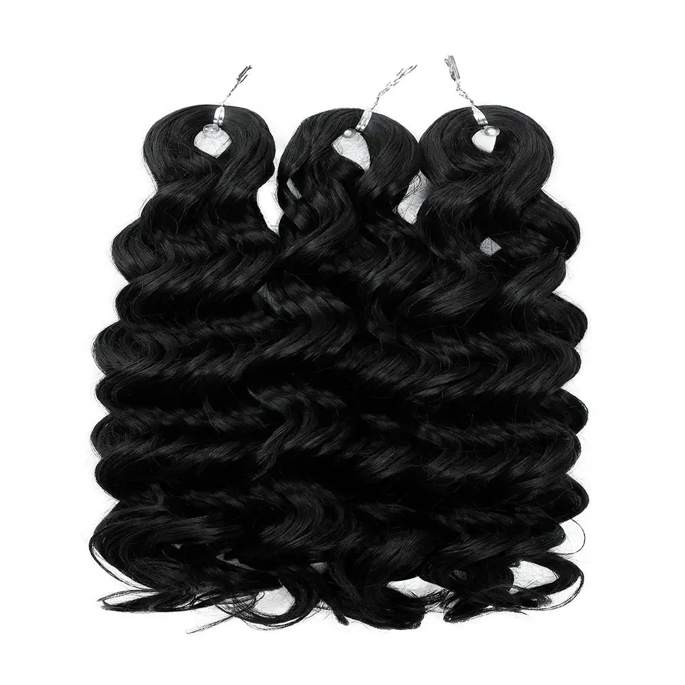 Ombre Deep Wave Twist Crochet Hair | Synthetic Braiding Hair | 12 Inches | 250g Luxegan